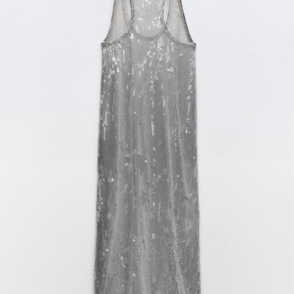 ZARA ~ SEQUIN DRESS SILVER - Picture 6 of 9